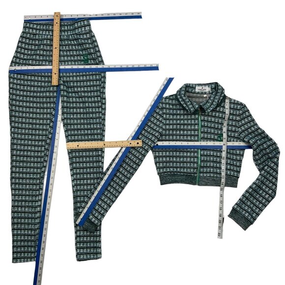 Shane Justin Runway Class Act Set S Green Tweed Legging Crop Jacket Streetwear - Picture 5 of 12